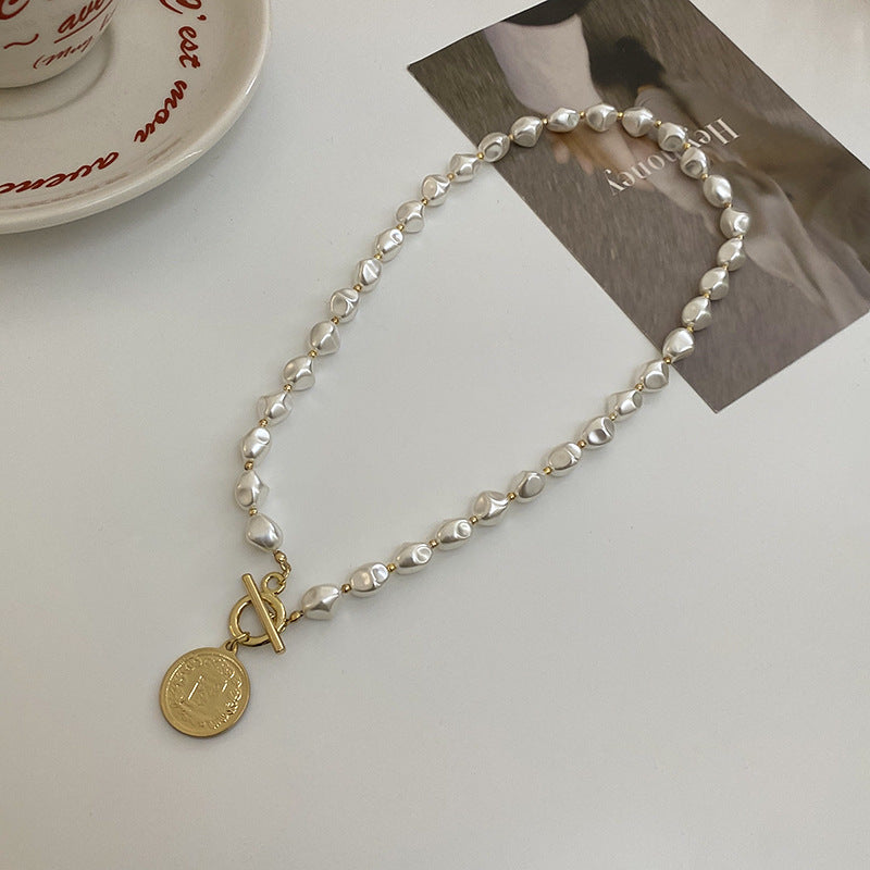 Gold Portrait Round Pendant Necklace