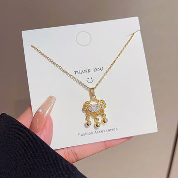 Necklace Lucky Lock (Titanium Steel + Copper Pendant)