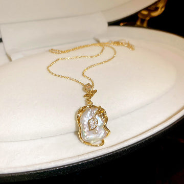 Necklace Freshwater Pearl (Real Gold Plating)