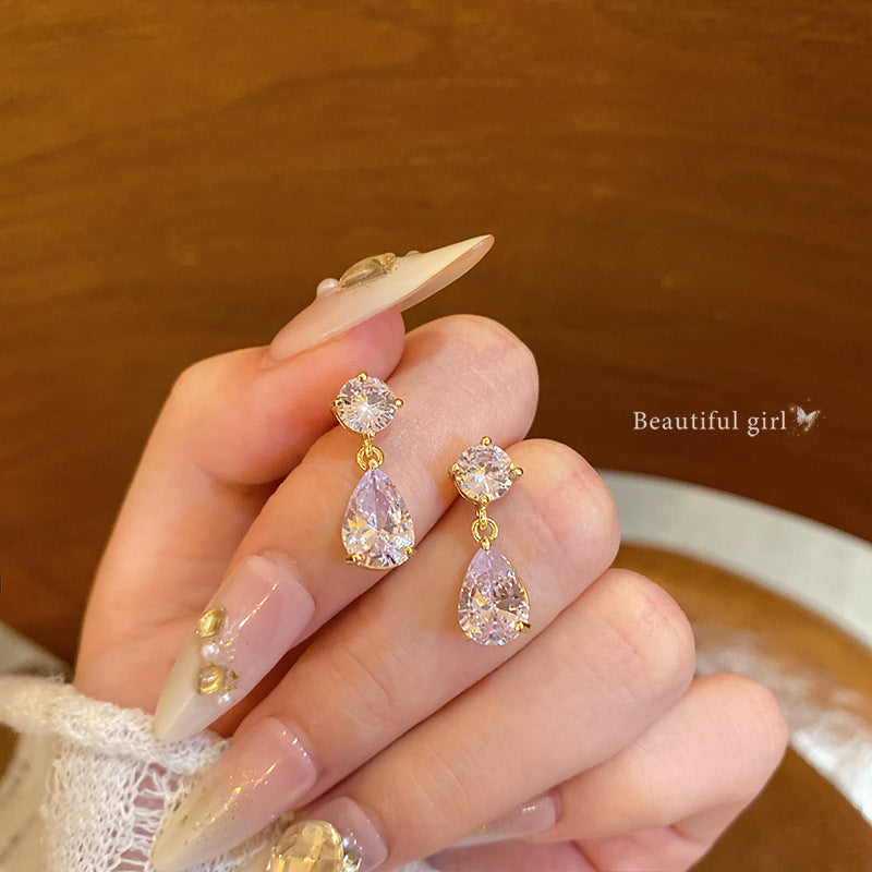 E6429 Gold Copper + Zircon Earrings