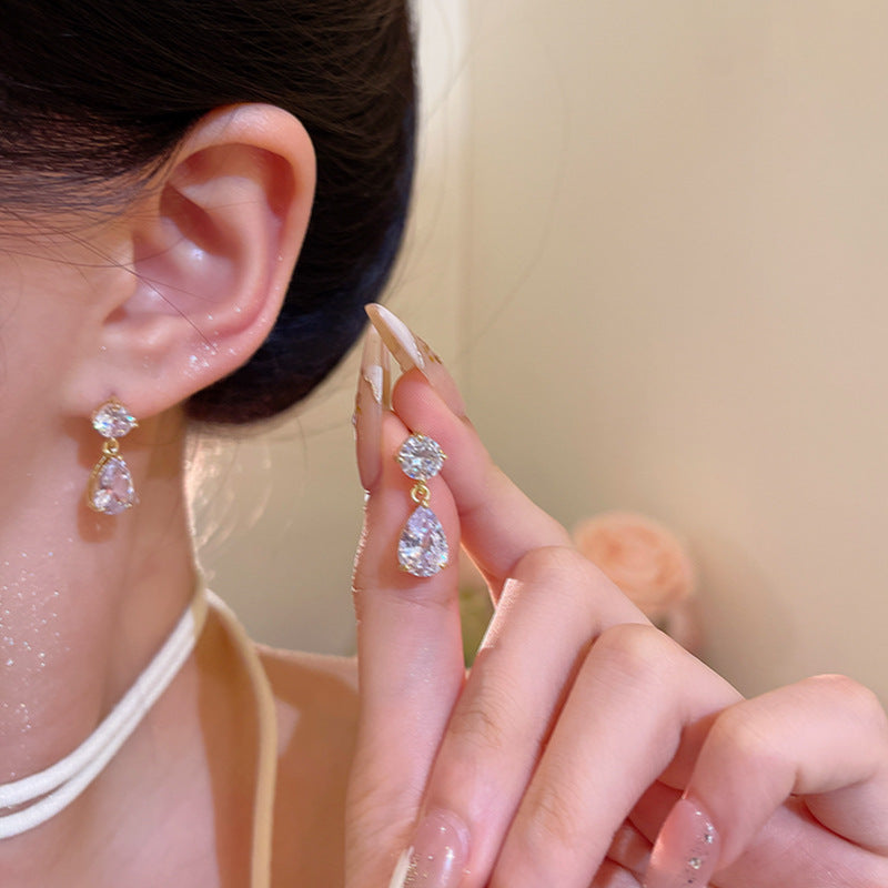 E6429 Gold Copper + Zircon Earrings