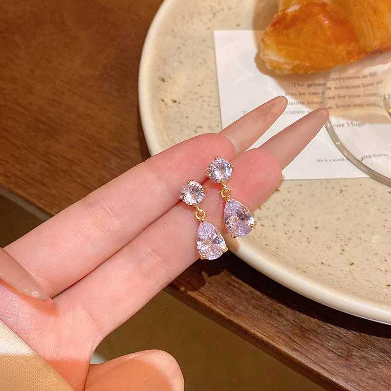 E6429 Gold Copper + Zircon Earrings