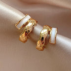E6293 Gold Alloy + Silver Needle Earrings