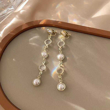 Earrings Pearl Zircon Clip