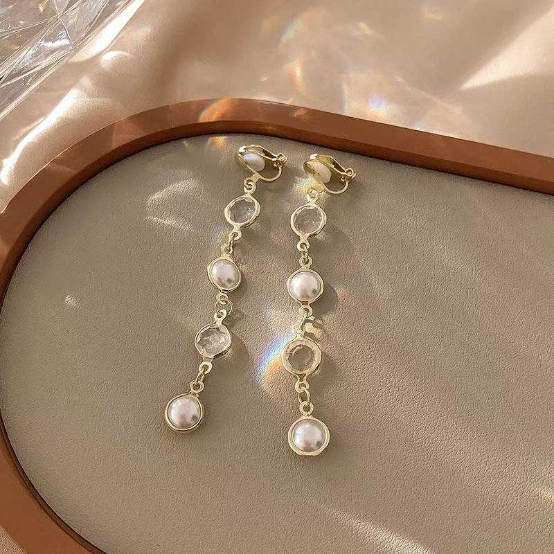 Earrings Pearl Zircon Clip