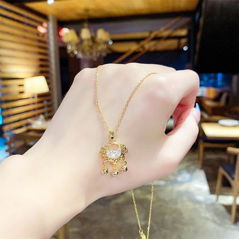 Necklace Lucky Lock (Titanium Steel + Copper Pendant)