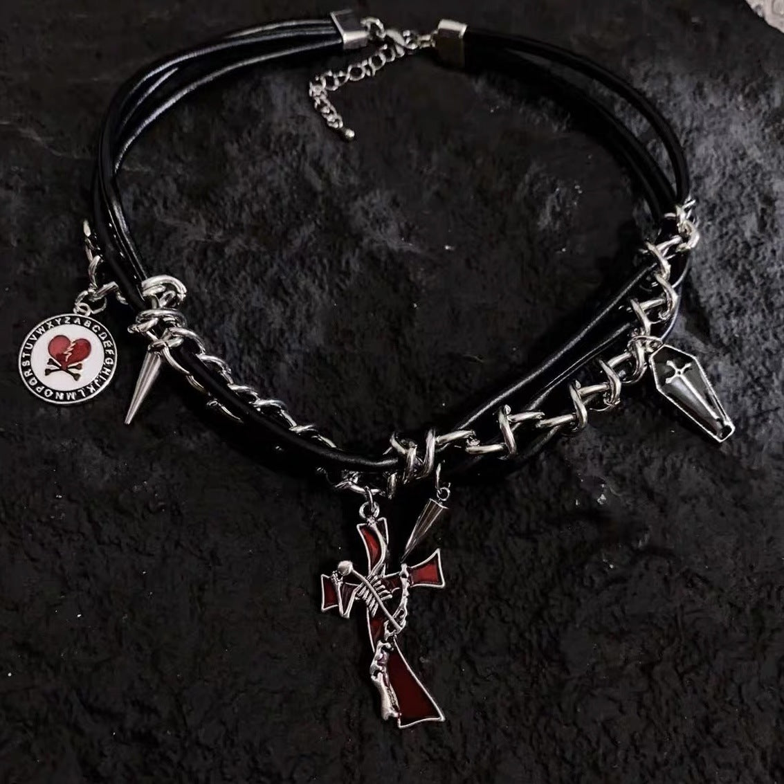 Necklace Skull Cross X3743 (Alloy)