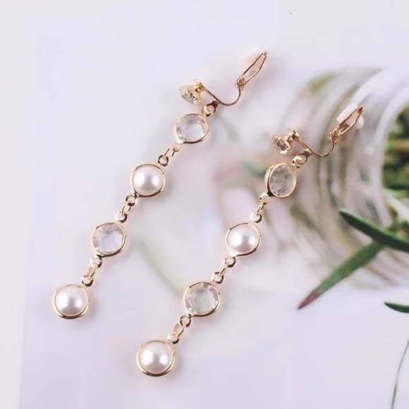 Earrings Pearl Zircon Clip